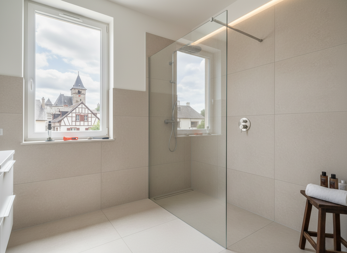 Détail d'un receveur de douche extra-plat et antidérapant